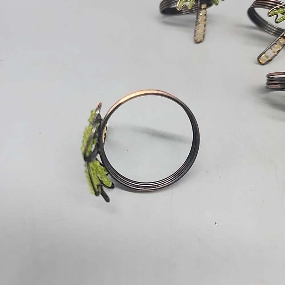 Beaded Wire & Metal Palm Tree Napkin Rings Set of 6